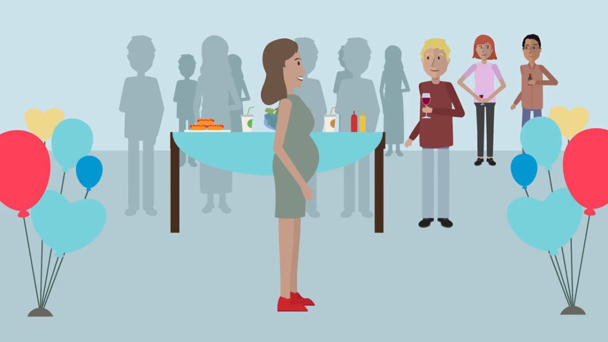 Schwangere Frau auf einer Feier